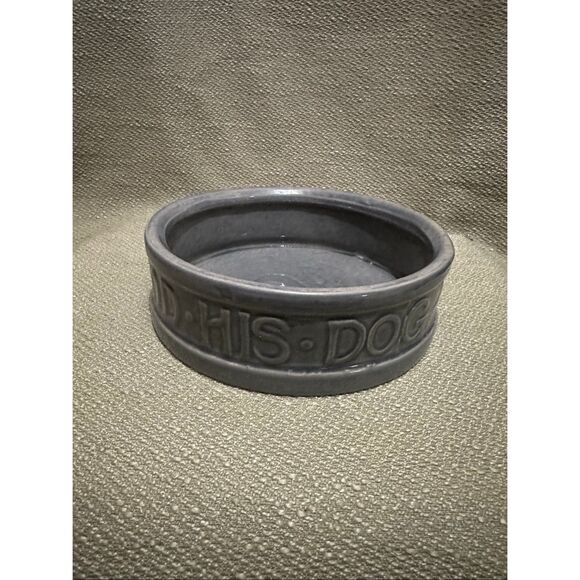 Vintage McCoy Pottery Blue Gray Dog Dish Bowl To Man's Best Friend His Dog NEW - Picture 4 of 9